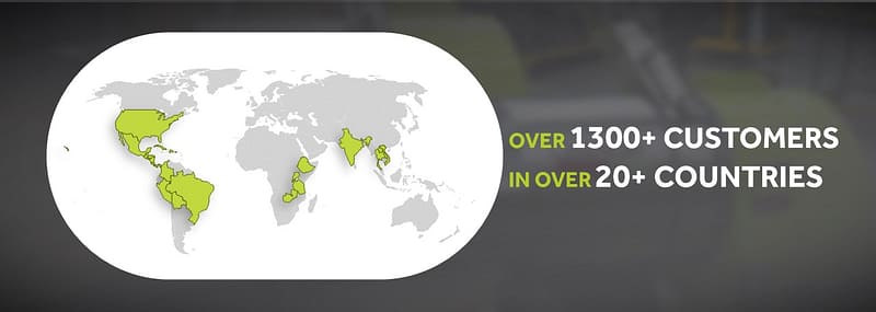 over 1300 customers in over 20 countries